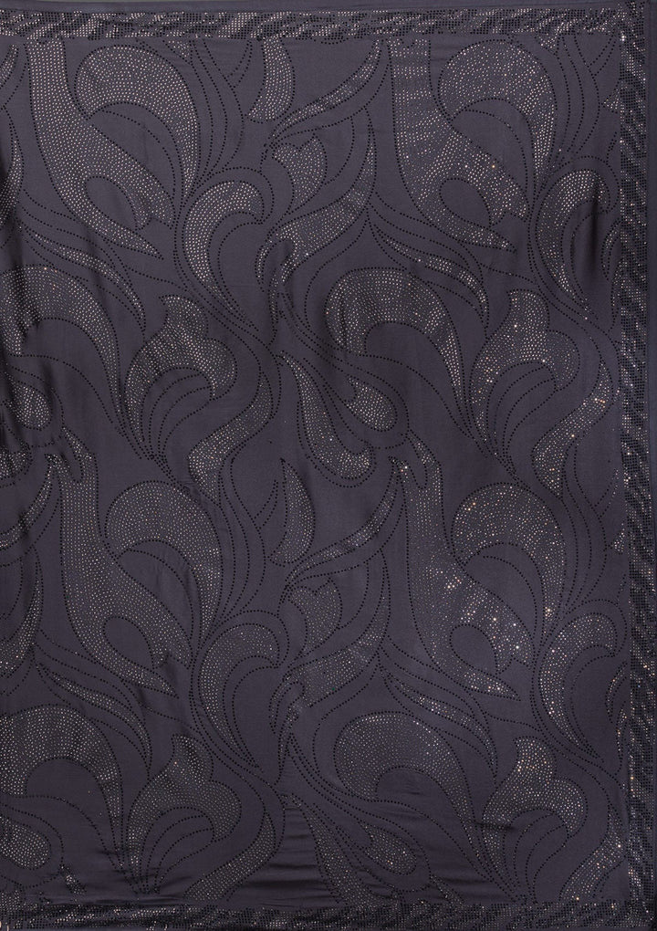 Grey Swarovski Satin Saree-Koskii