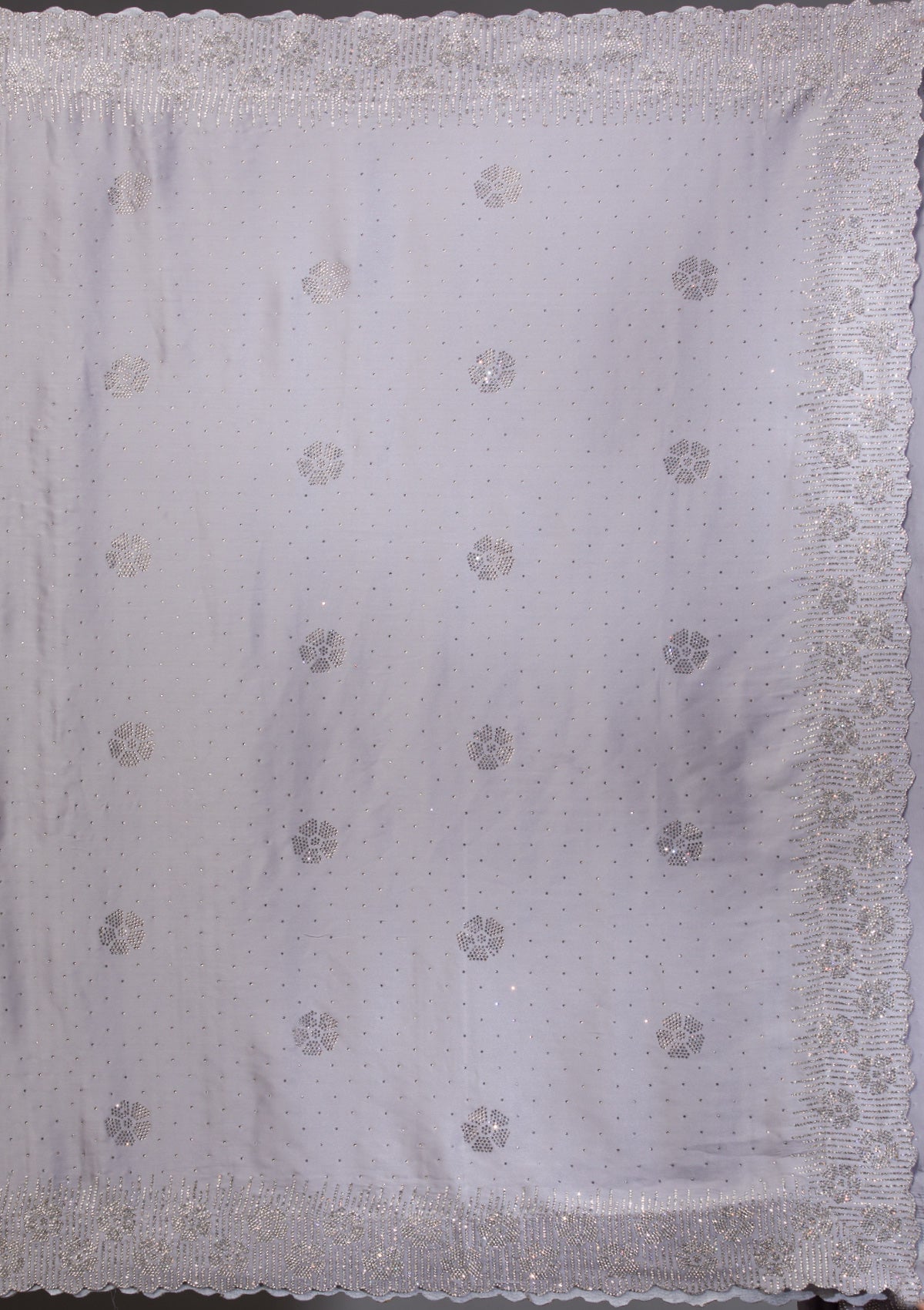 Grey Swarovski Satin Saree-Koskii