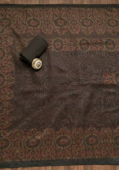 Grey Threadwork Chanderi Unstitched Salwar Suit