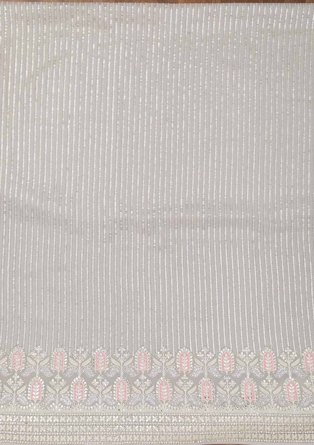 Grey Threadwork Georgette Unstitched Salwar Suit-Koskii