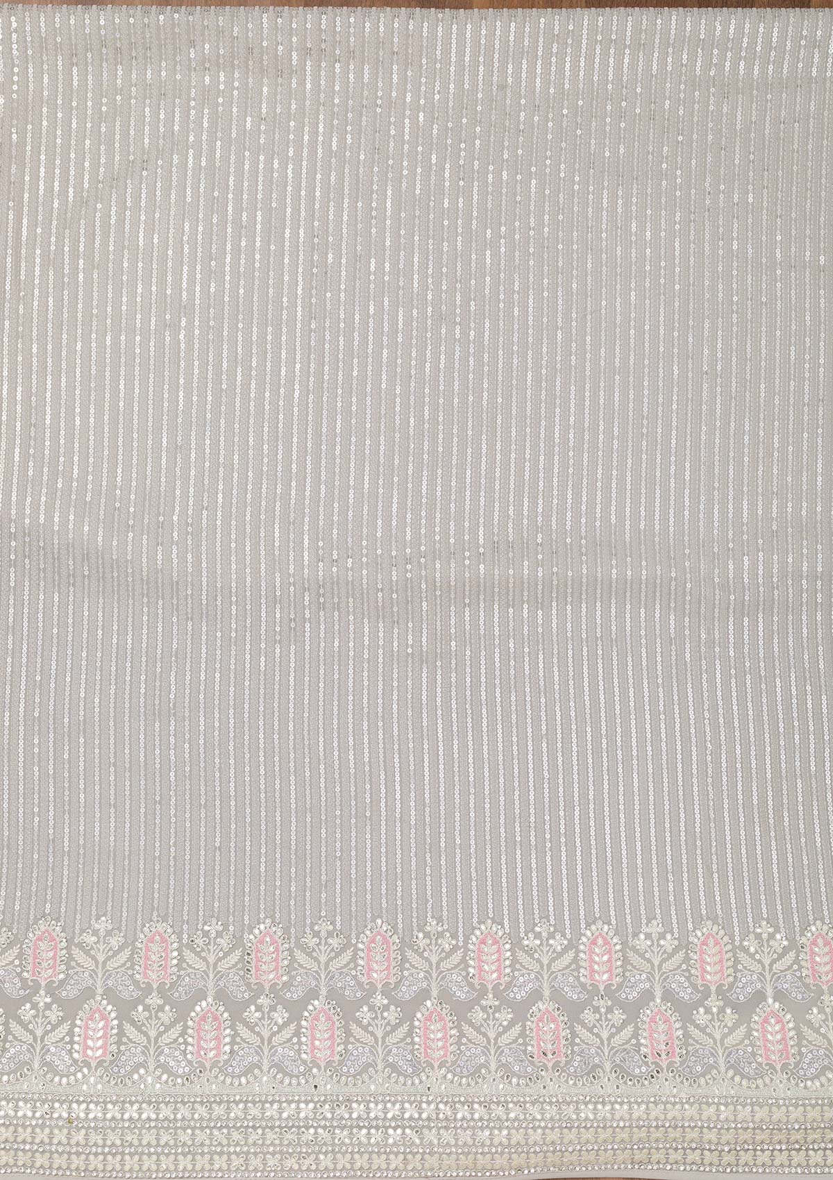 Grey Threadwork Georgette Unstitched Salwar Suit-Koskii