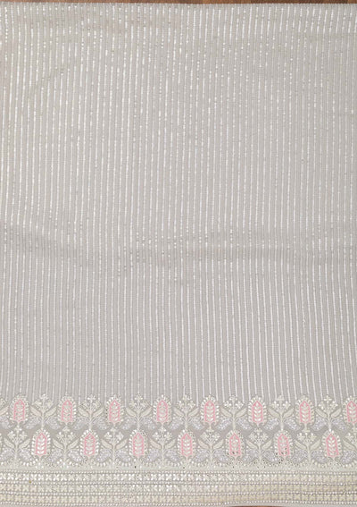 Grey Threadwork Georgette Unstitched Salwar Suit-Koskii