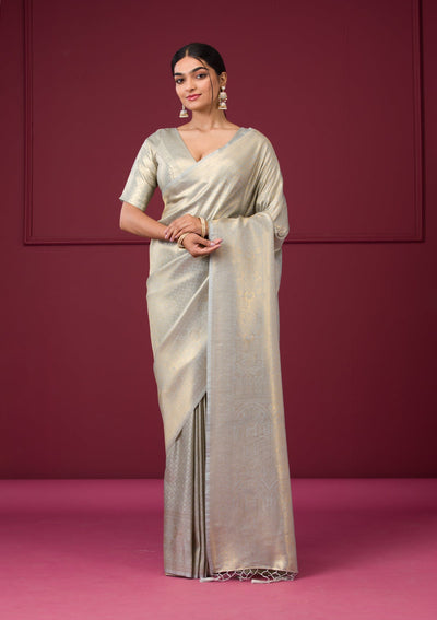 Grey Zariwork Art Silk Saree