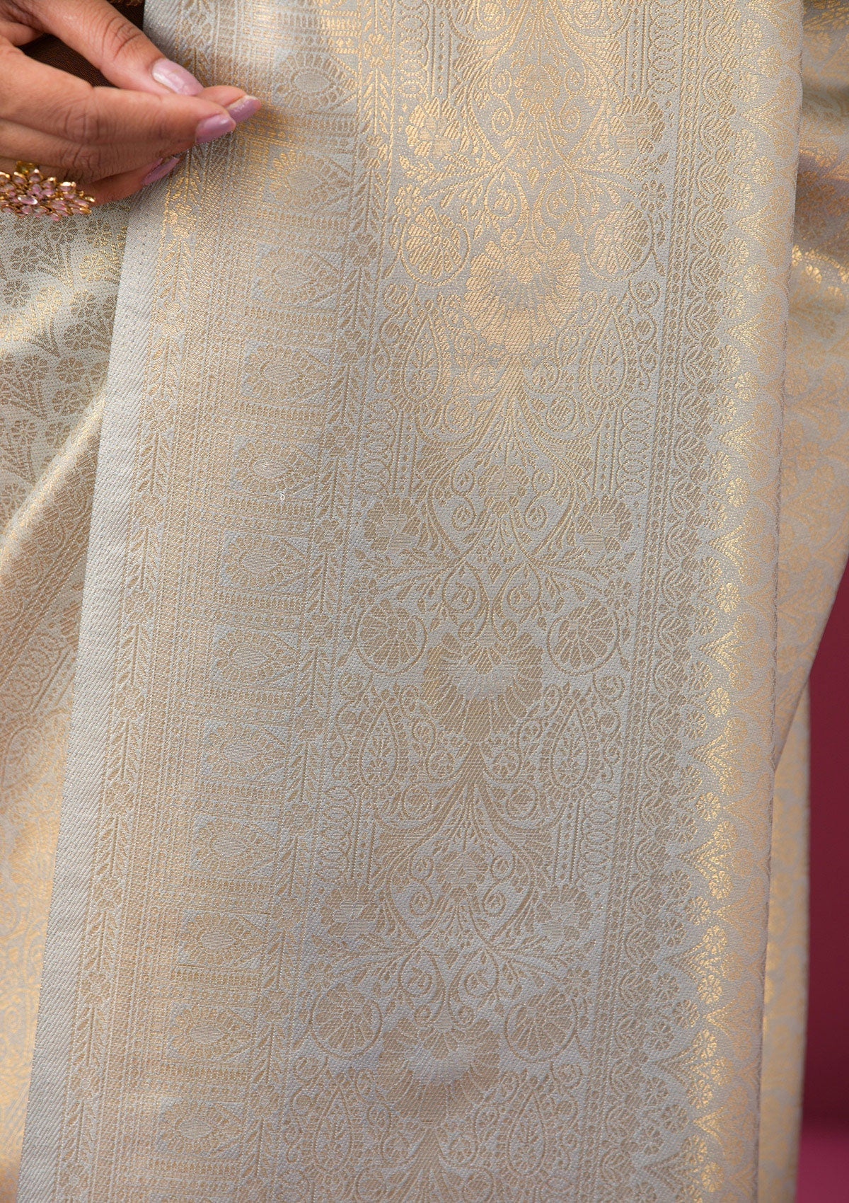 Grey Zariwork Art Silk Saree