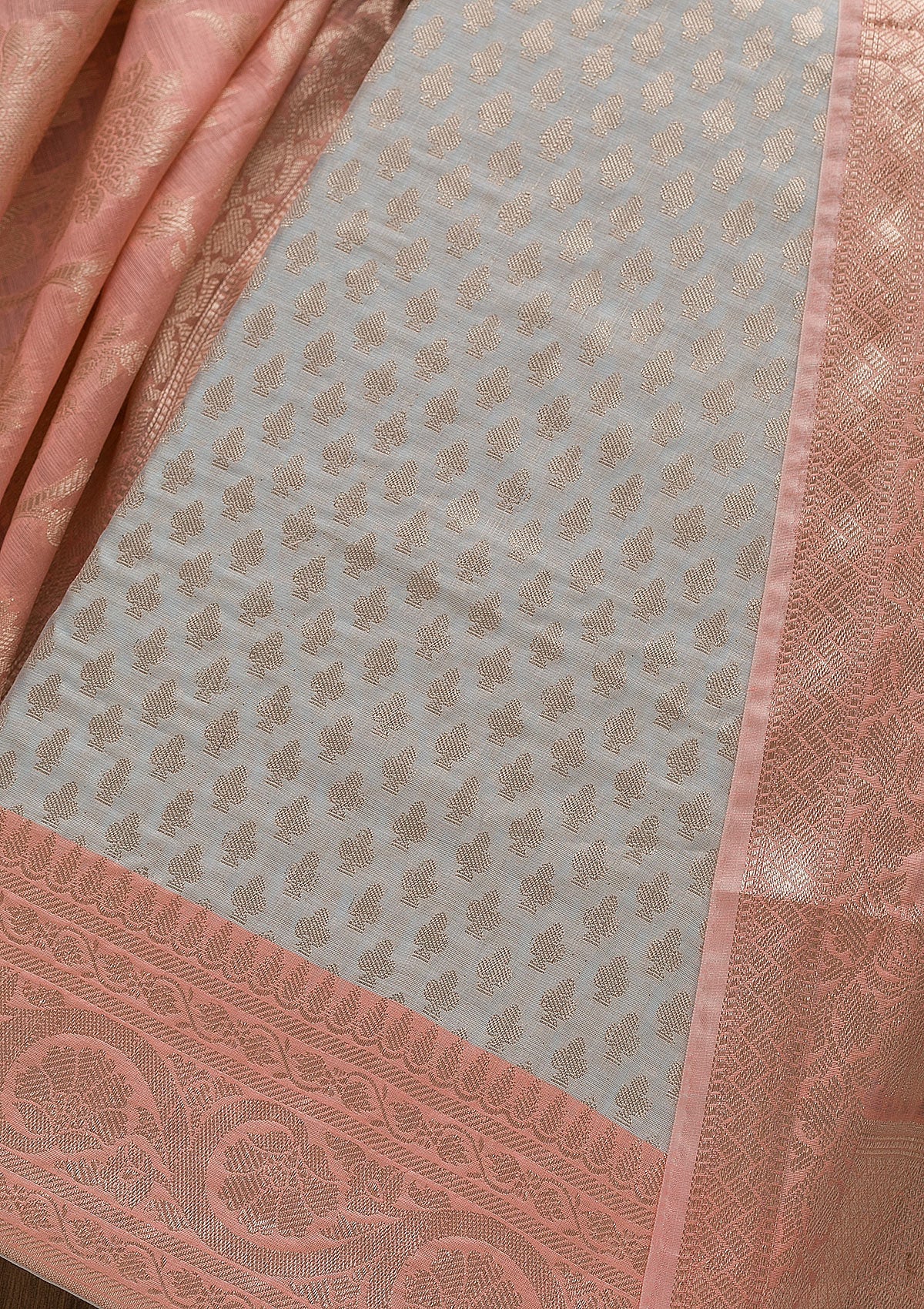 Grey Zariwork Banarasi Unstitched Salwar Suit-Koskii