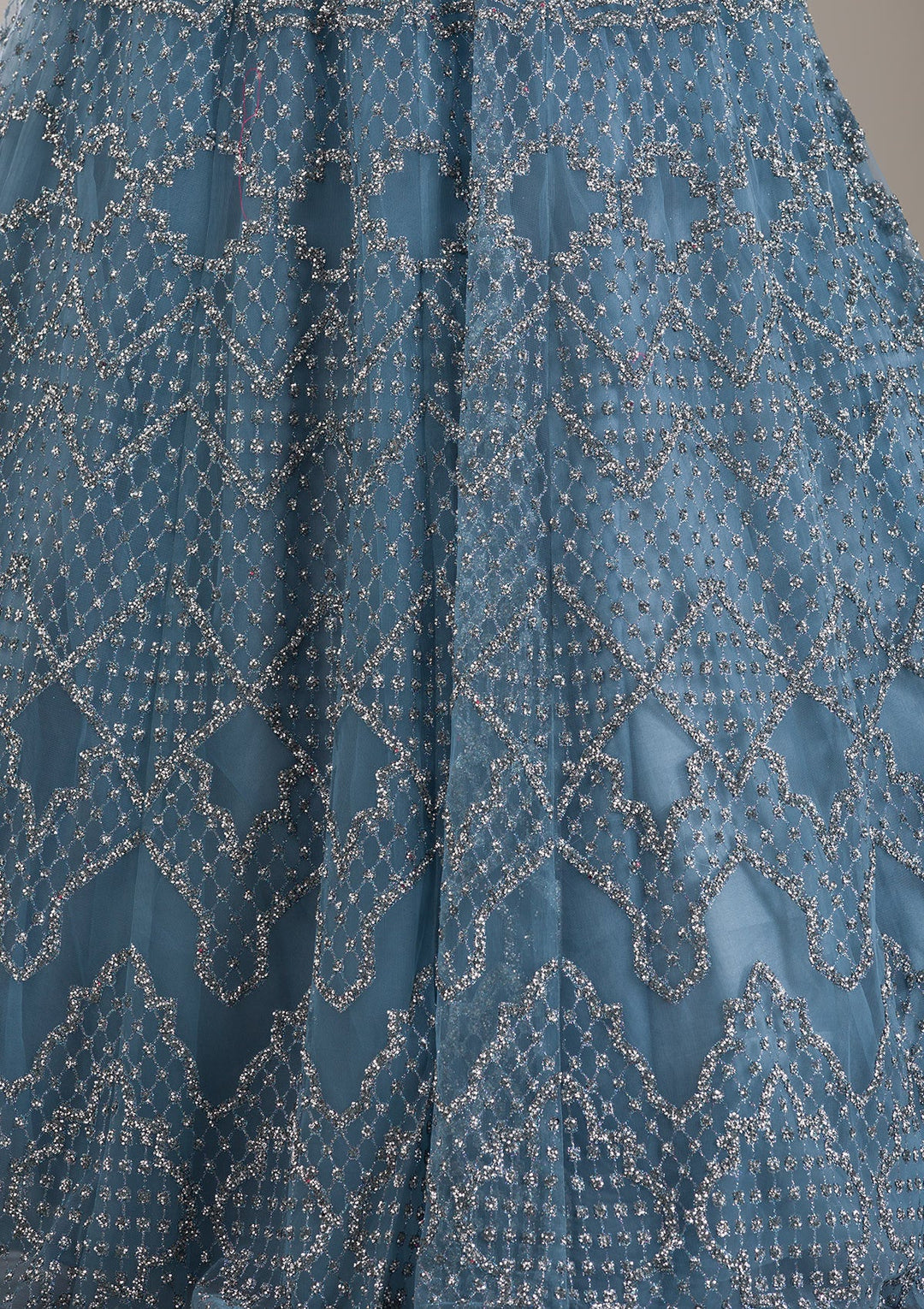 Grey Zariwork Net Readymade Lehenga-Koskii