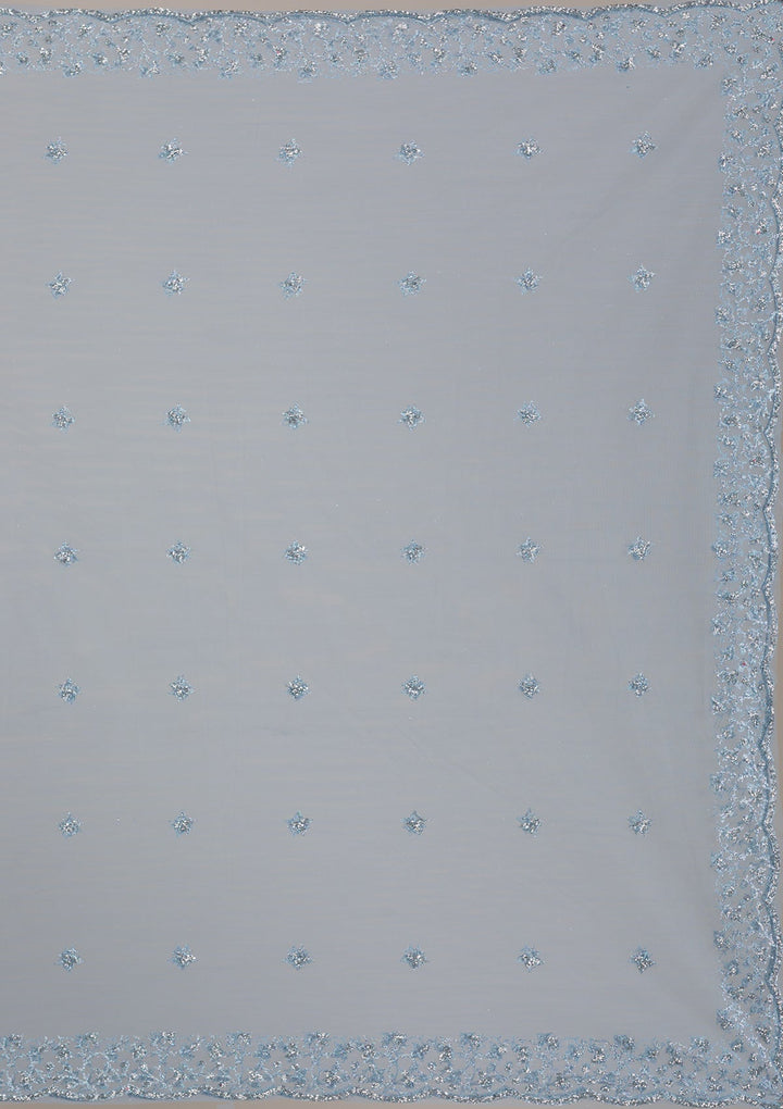 Grey Zariwork Net Readymade Lehenga-Koskii