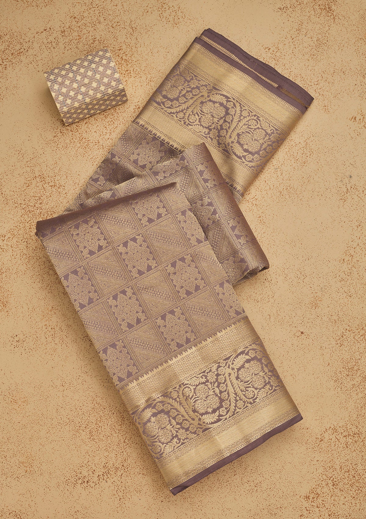 Grey Zariwork Pure Silk Saree-Koskii