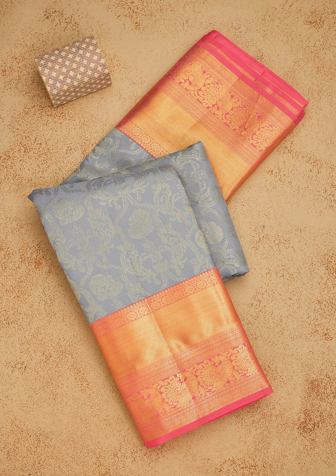 Grey Zariwork Pure Silk Saree-Koskii