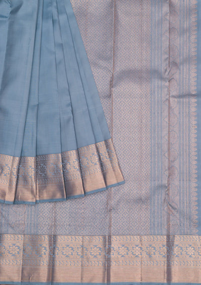 Grey Copper Zariwork Pure Silk Saree - Koskii