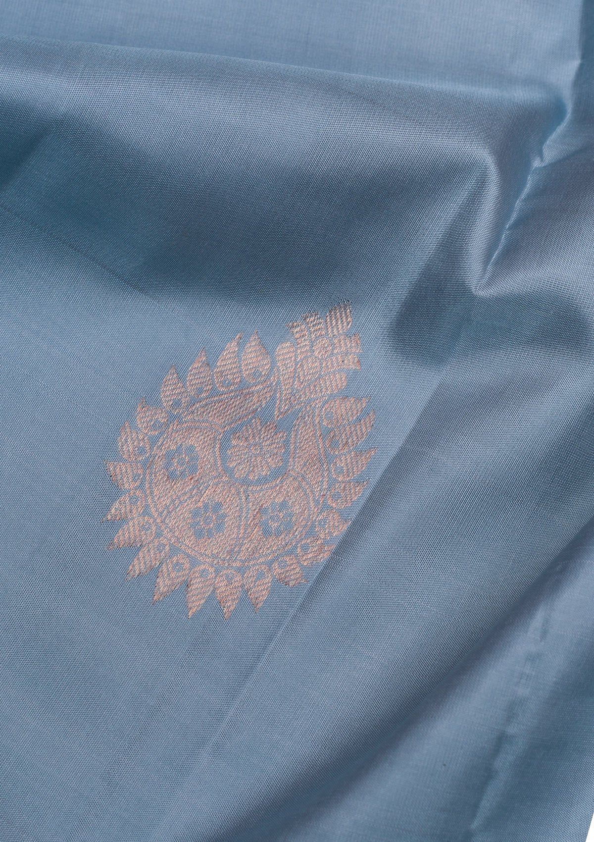 Grey Copper Zariwork Pure Silk Saree - Koskii