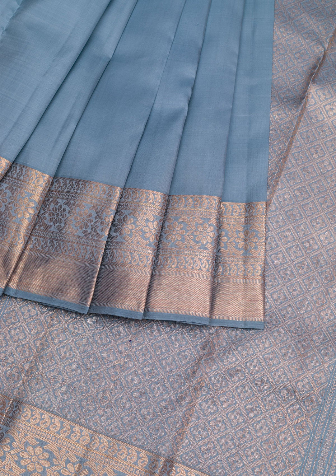 Grey Copper Zariwork Pure Silk Saree - Koskii