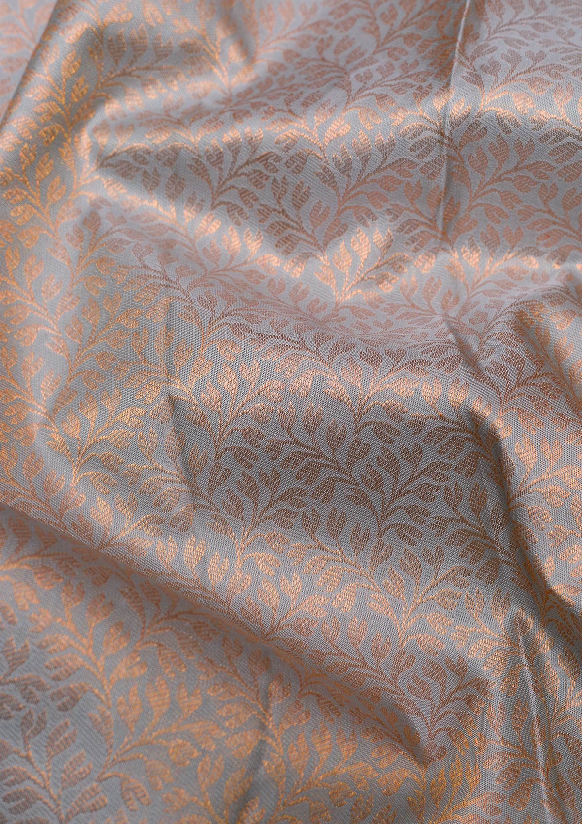 Grey Copper Zariwork Pure Silk Saree - Koskii