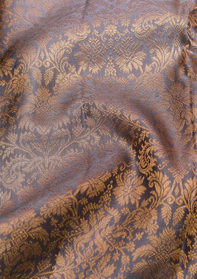 Grey Copper Zariwork Pure Silk Saree - Koskii