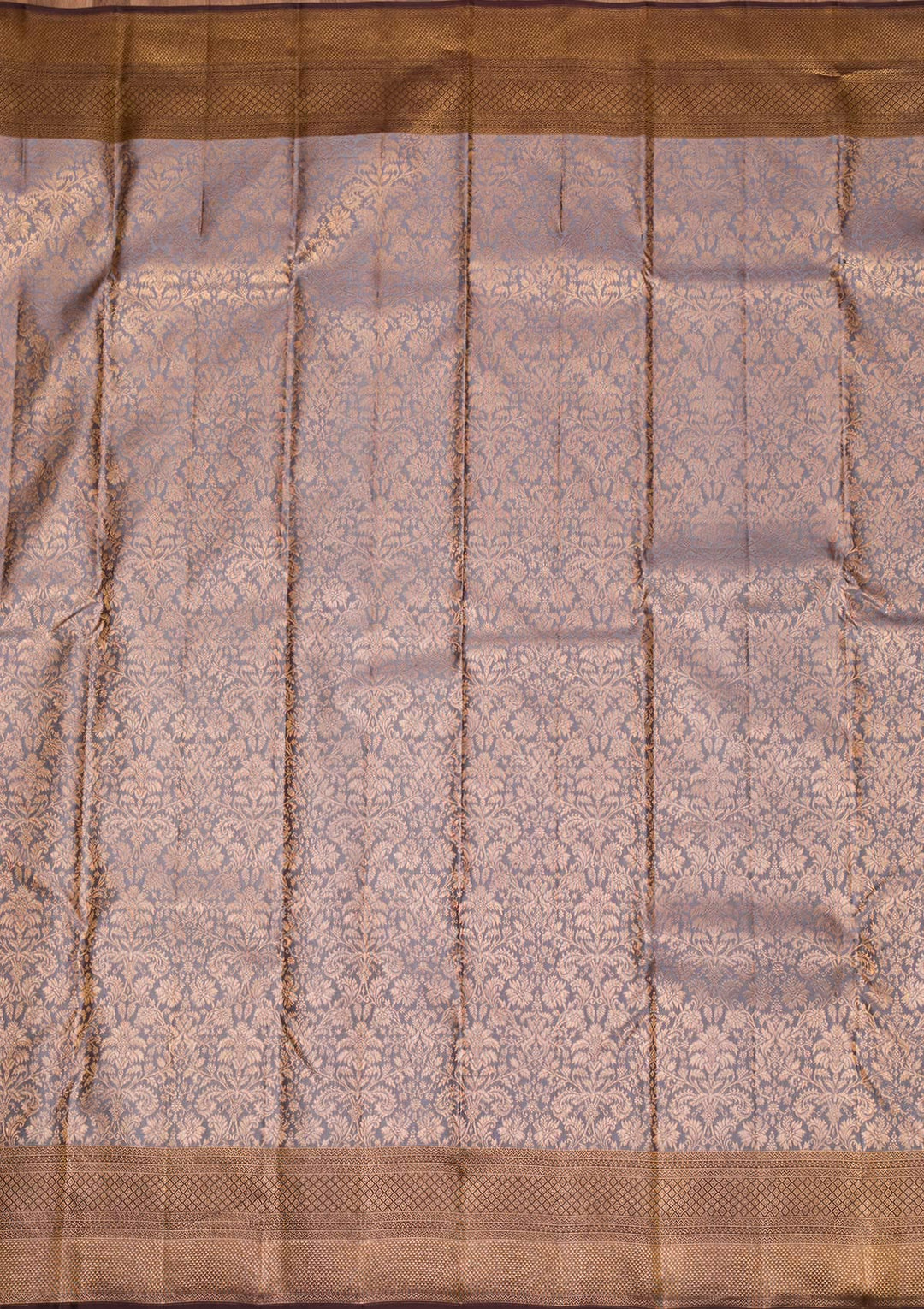 Grey Copper Zariwork Pure Silk Saree - Koskii