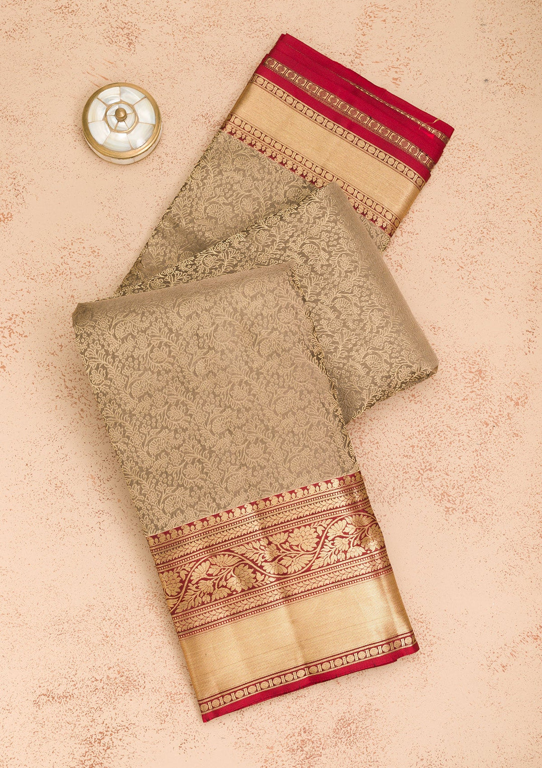 Grey Zariwork Pure Silk Saree-Koskii