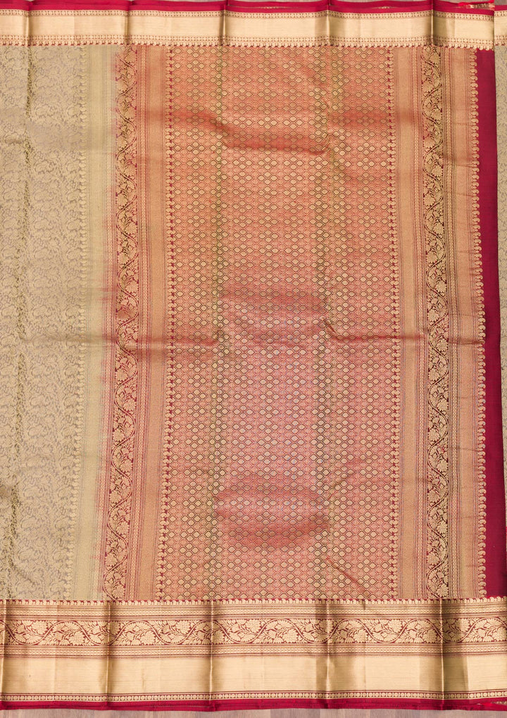 Grey Zariwork Pure Silk Saree-Koskii