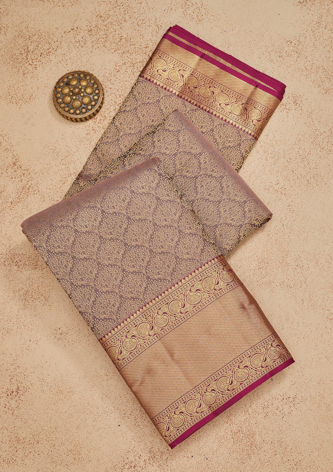 Grey Zariwork Pure Silk Saree-Koskii