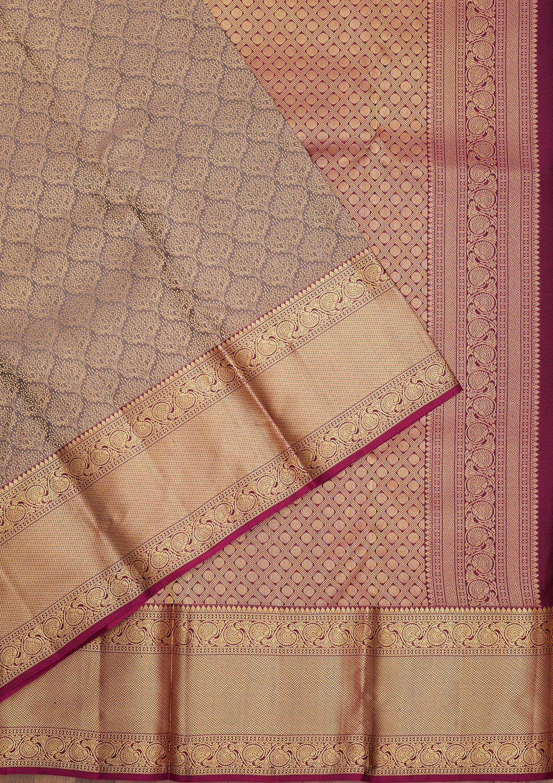 Grey Zariwork Pure Silk Saree-Koskii
