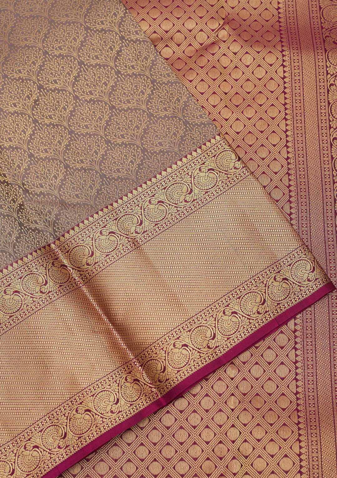 Grey Zariwork Pure Silk Saree-Koskii