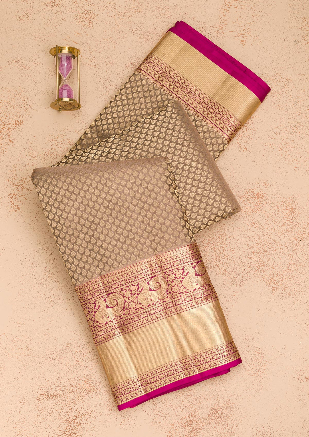 Grey Zariwork Pure Silk Saree-Koskii