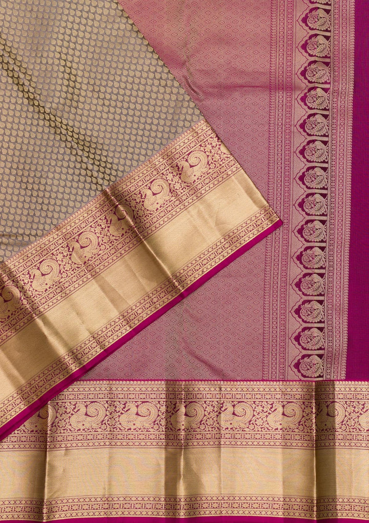 Grey Zariwork Pure Silk Saree-Koskii