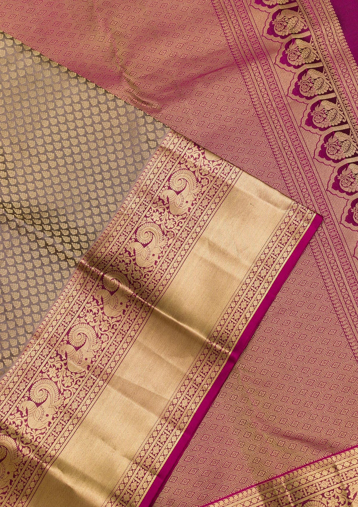 Grey Zariwork Pure Silk Saree-Koskii