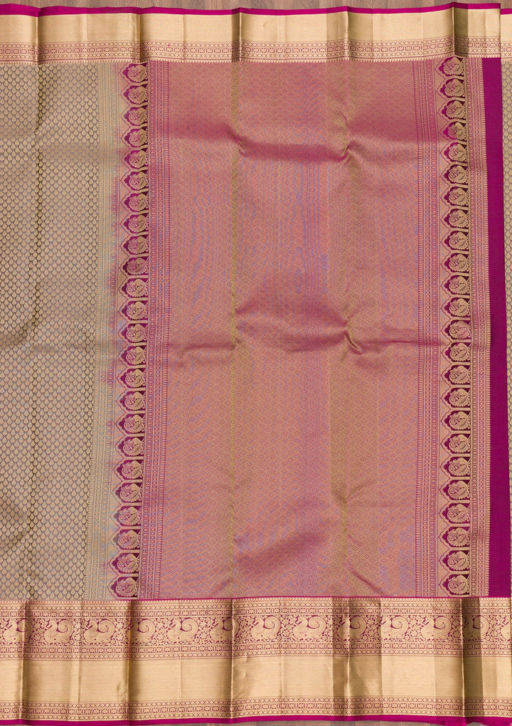 Grey Zariwork Pure Silk Saree-Koskii