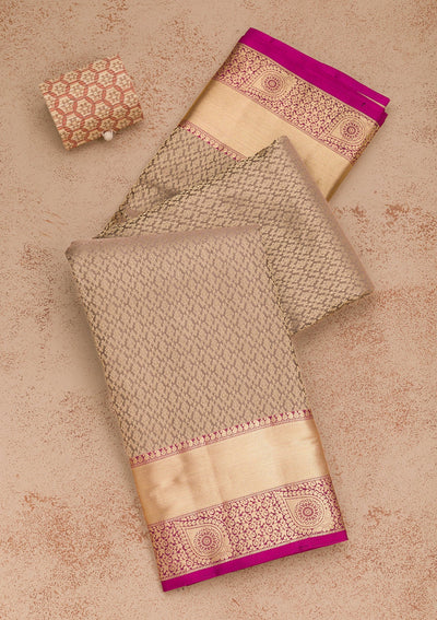 Grey Zariwork Pure Silk Saree-Koskii