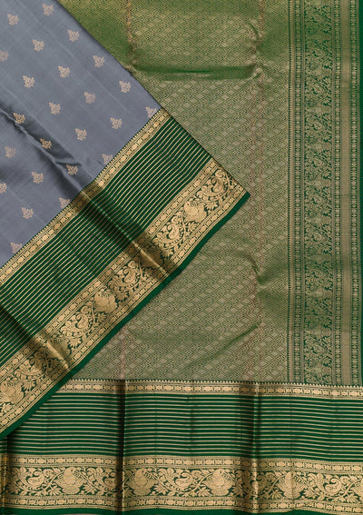 Grey Zariwork Pure Silk Saree-Koskii