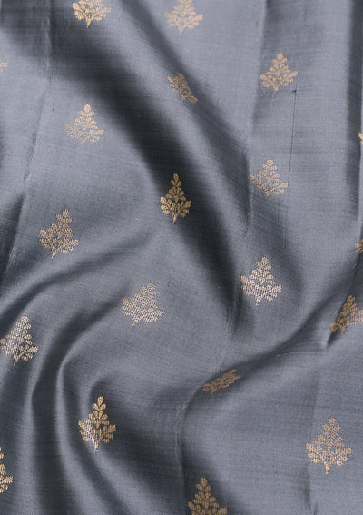 Grey Zariwork Pure Silk Saree-Koskii