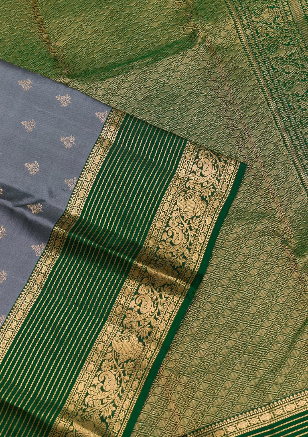 Grey Zariwork Pure Silk Saree-Koskii