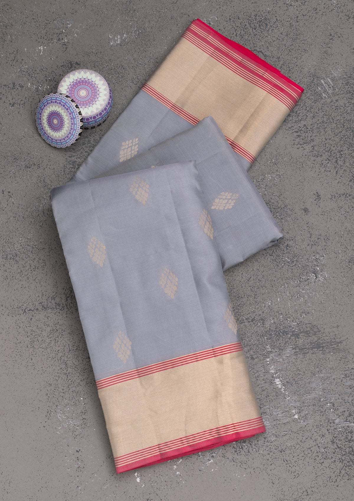 Grey Zariwork Pure Silk Saree-Koskii