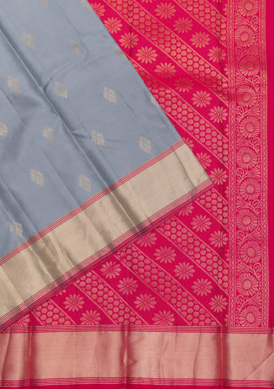 Grey Zariwork Pure Silk Saree-Koskii