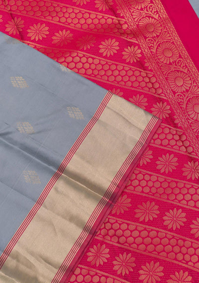 Grey Zariwork Pure Silk Saree-Koskii