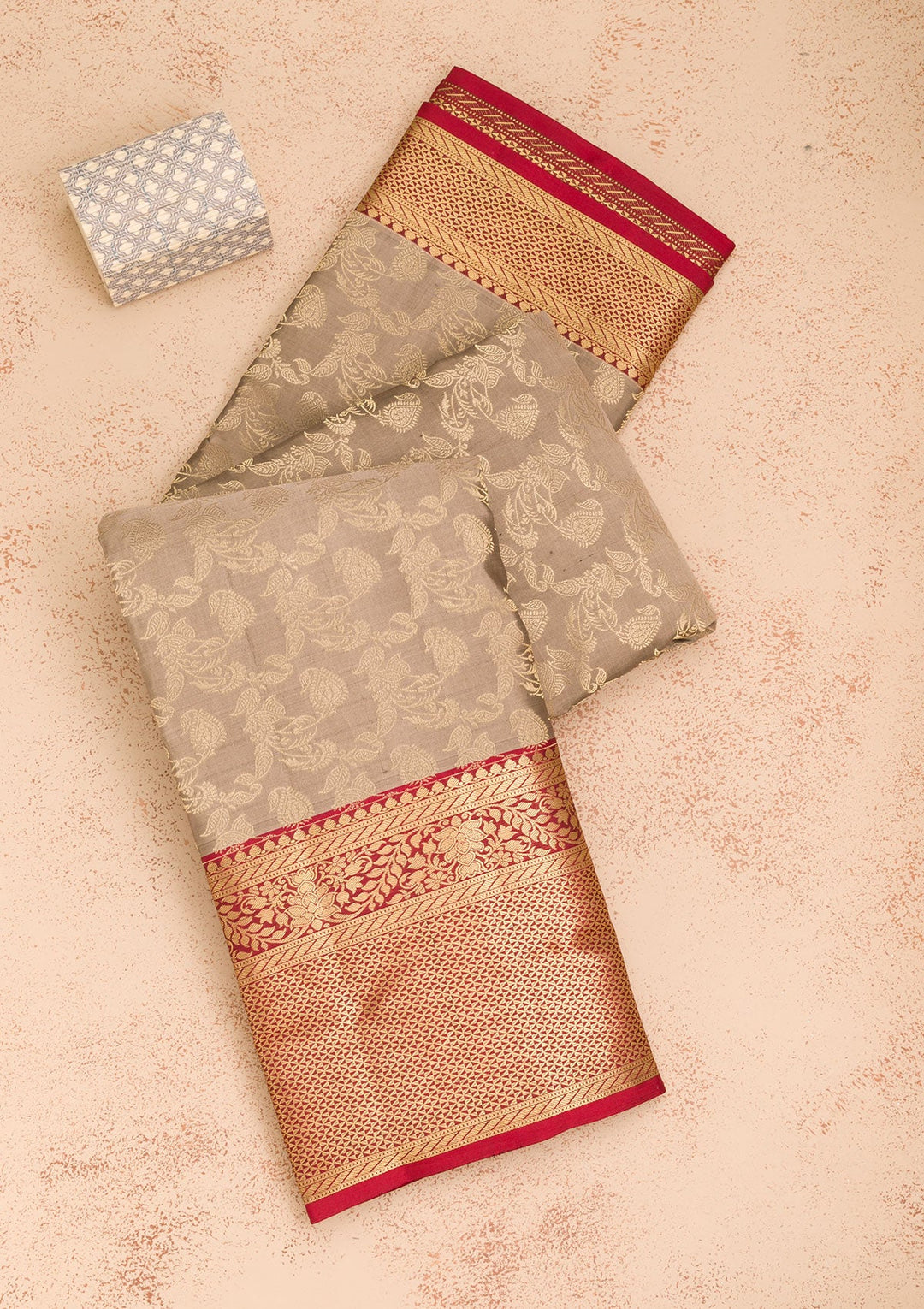 Grey Zariwork Pure Silk Saree-Koskii