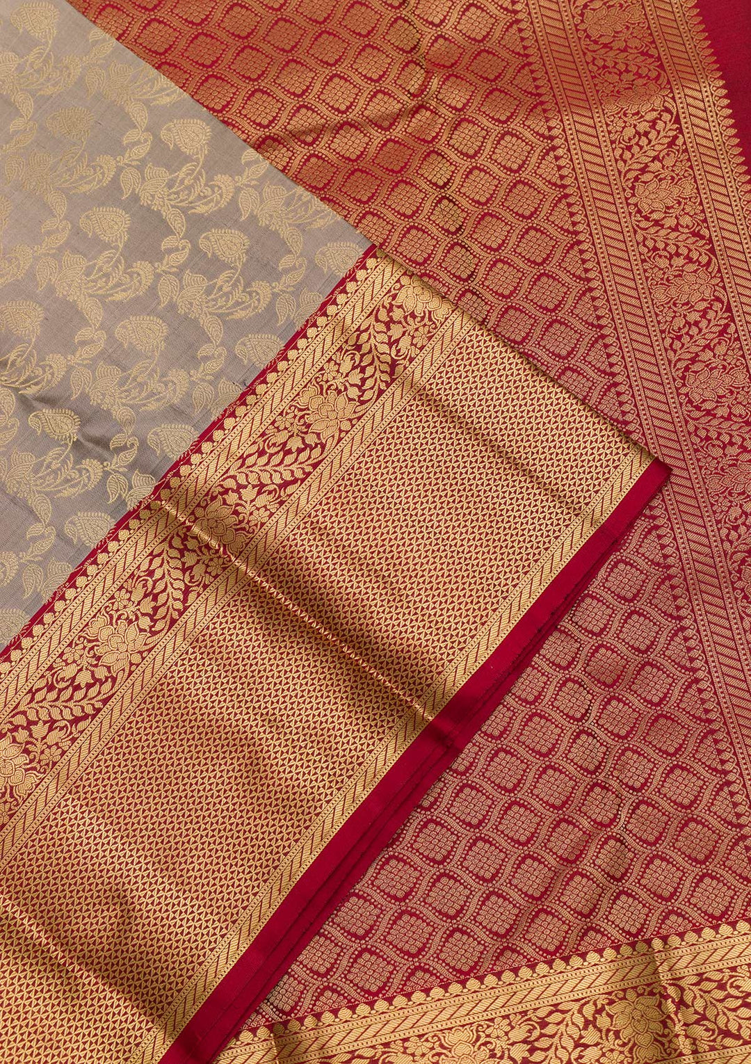 Grey Zariwork Pure Silk Saree-Koskii