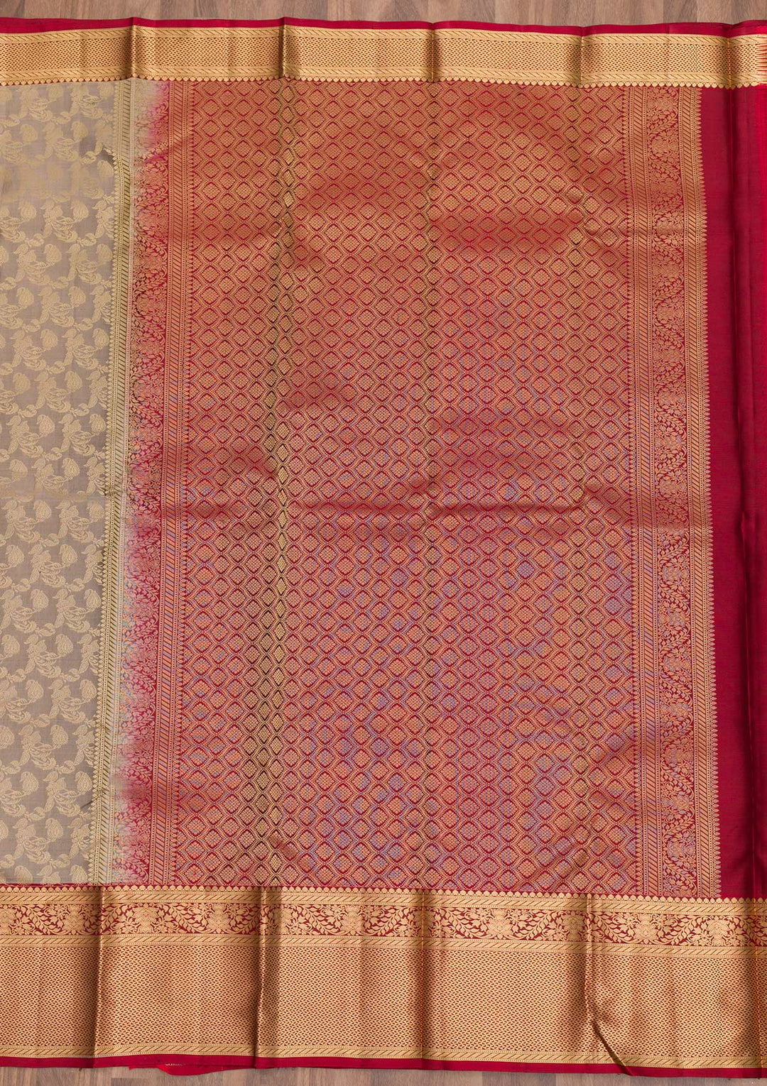 Grey Zariwork Pure Silk Saree-Koskii