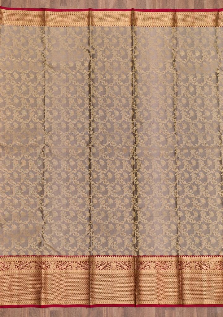 Grey Zariwork Pure Silk Saree-Koskii