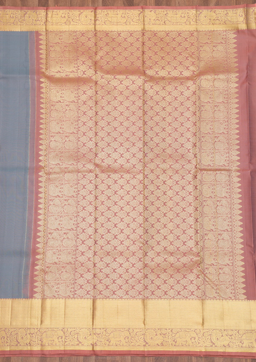 Grey Zariwork Pure Silk Saree-Koskii