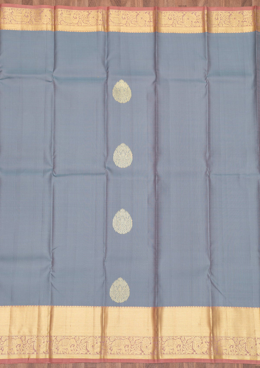 Grey Zariwork Pure Silk Saree-Koskii