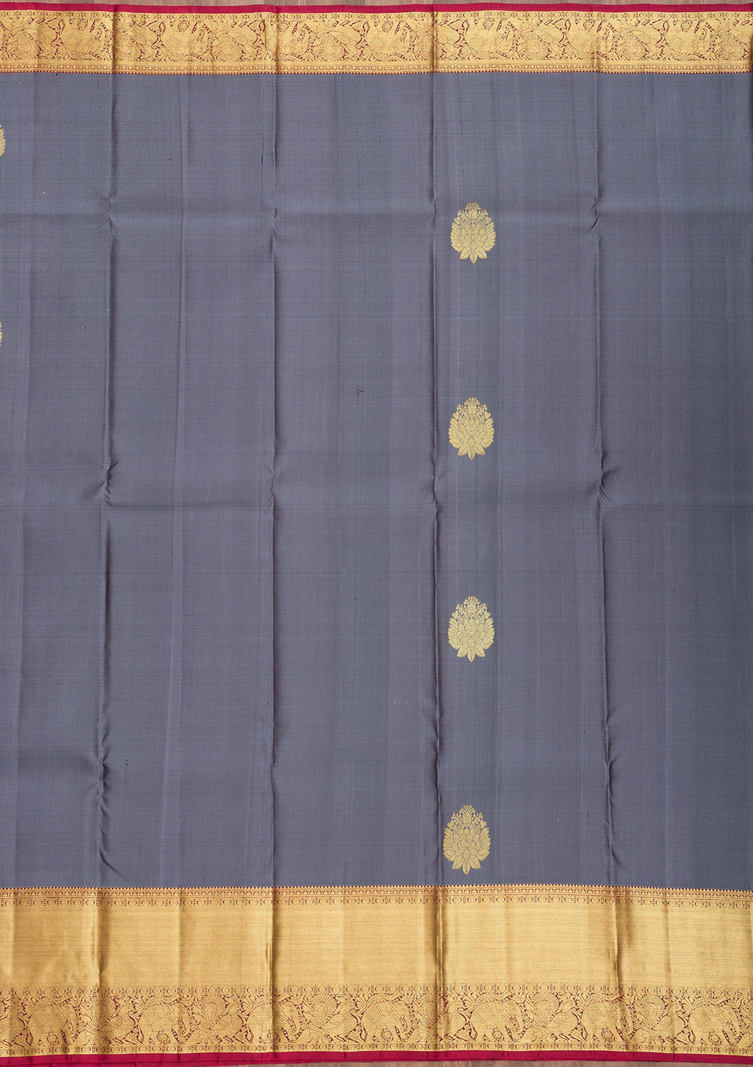 Grey Zariwork Pure Silk Saree-Koskii