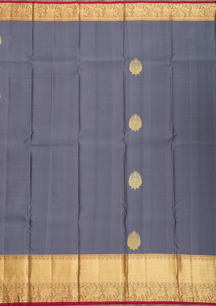 Grey Zariwork Pure Silk Saree-Koskii