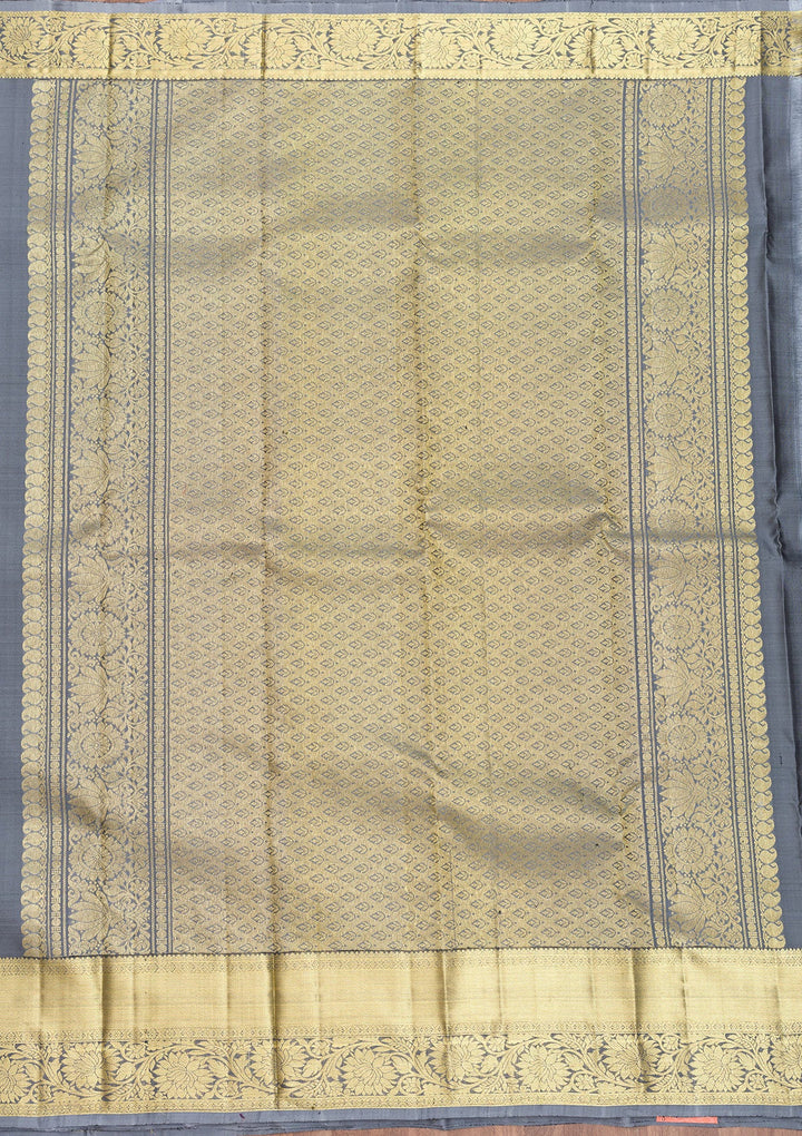 Grey Zariwork Pure Silk Saree-Koskii