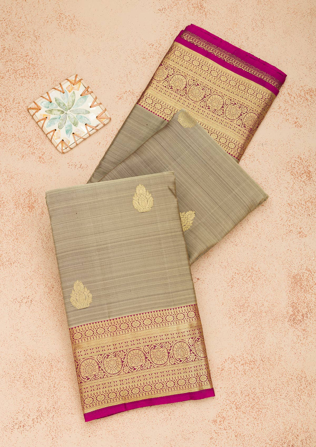 Grey Zariwork Pure Silk Saree-Koskii