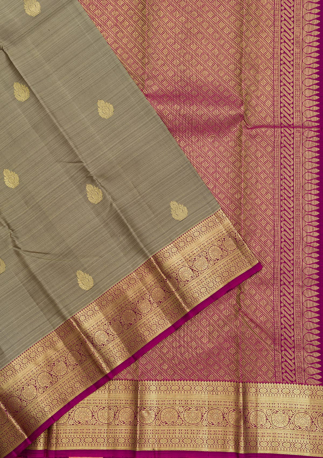 Grey Zariwork Pure Silk Saree-Koskii