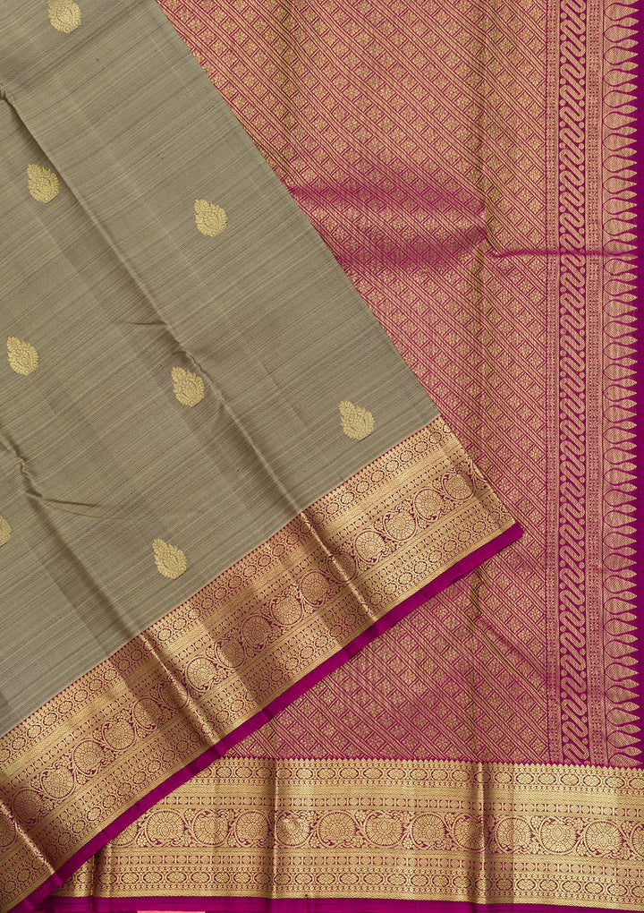 Grey Zariwork Pure Silk Saree-Koskii