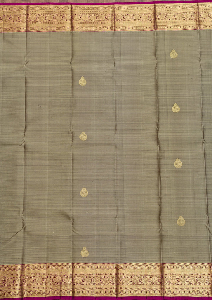 Grey Zariwork Pure Silk Saree-Koskii