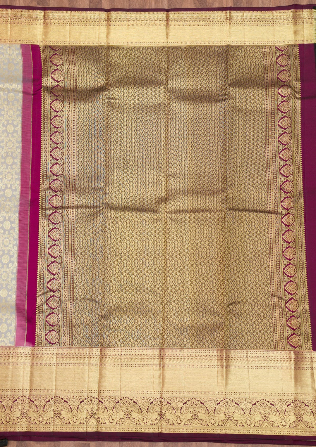 Grey Zariwork Pure Silk Saree-Koskii