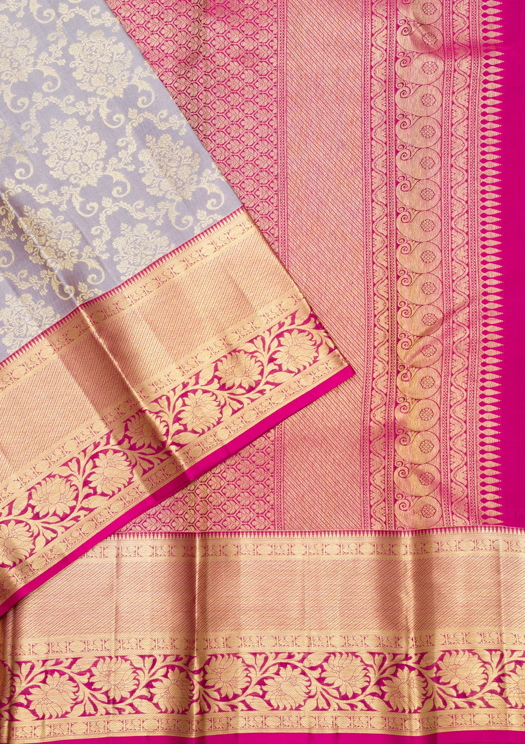 Grey Zariwork Pure Silk Saree-Koskii